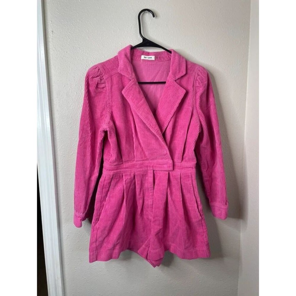 Day + Moon Pink Corduroy Blazer Romper Playsuit Size Small